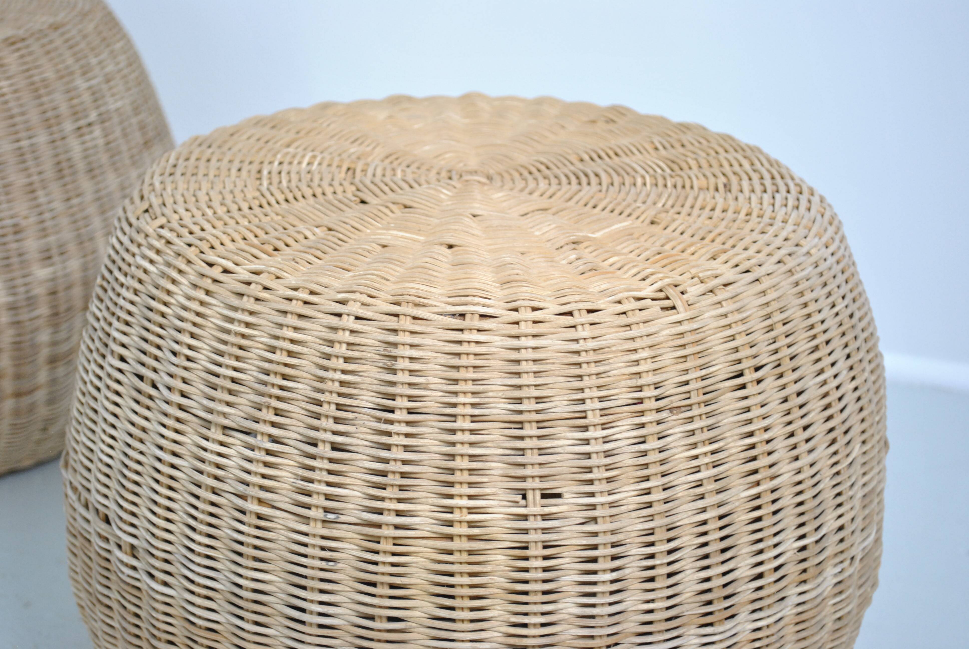 Rattan pouf 1970