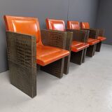 Vintage french armchairs in leather by Maison Vandamme, 1970s