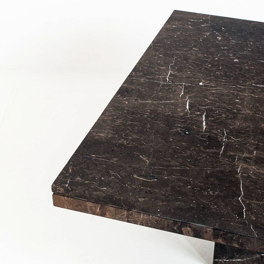 Vintage coffee table. Veined marble. France, 1970s