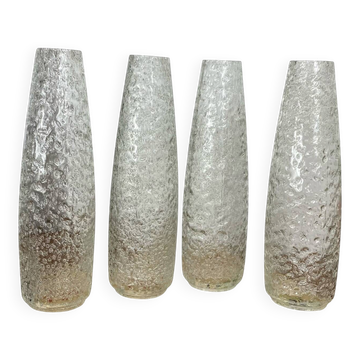 Lot de 4 tulipes anciennes en verre bullé pour lampe applique lustre