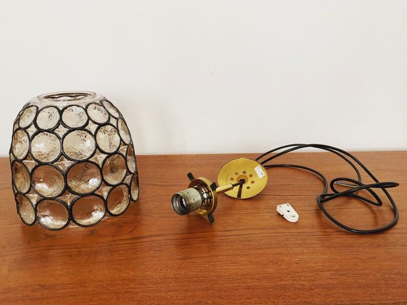 Mid Century Modern iron ring design pendant lamp by Glashütte Limburg
