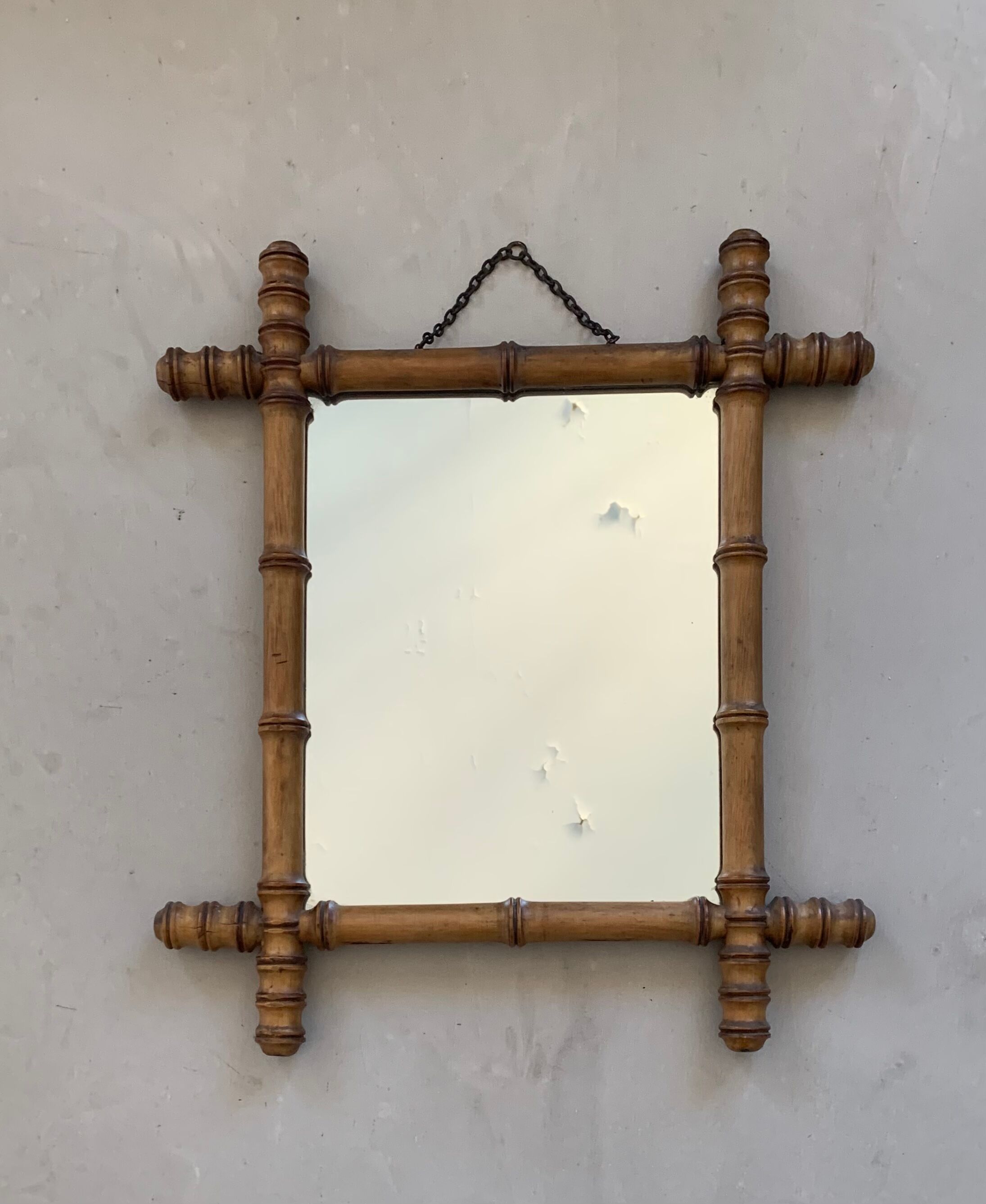 Miroir bambou vintage 44x50cm