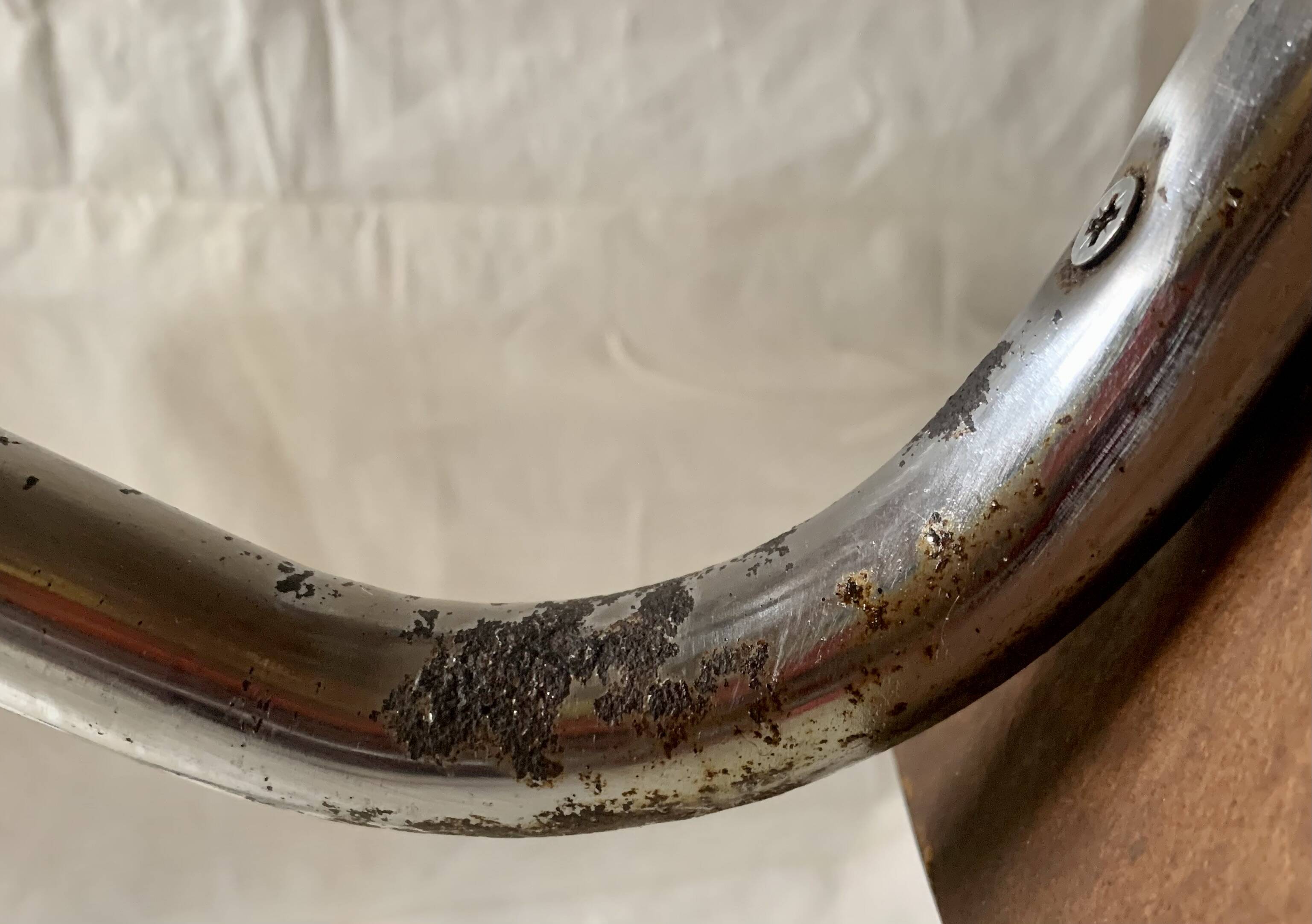 Vintage stepladder in Formica, wood and chromed metal