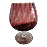 Vase, verre à pied soufflé améthyste et pied torsadé vintage