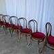 Set of 8 Vintage Bentwood Bistro Chairs: Red Upholstery