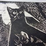 Gerhart Bettermann, 2 Cats, 1980s, Woodcut