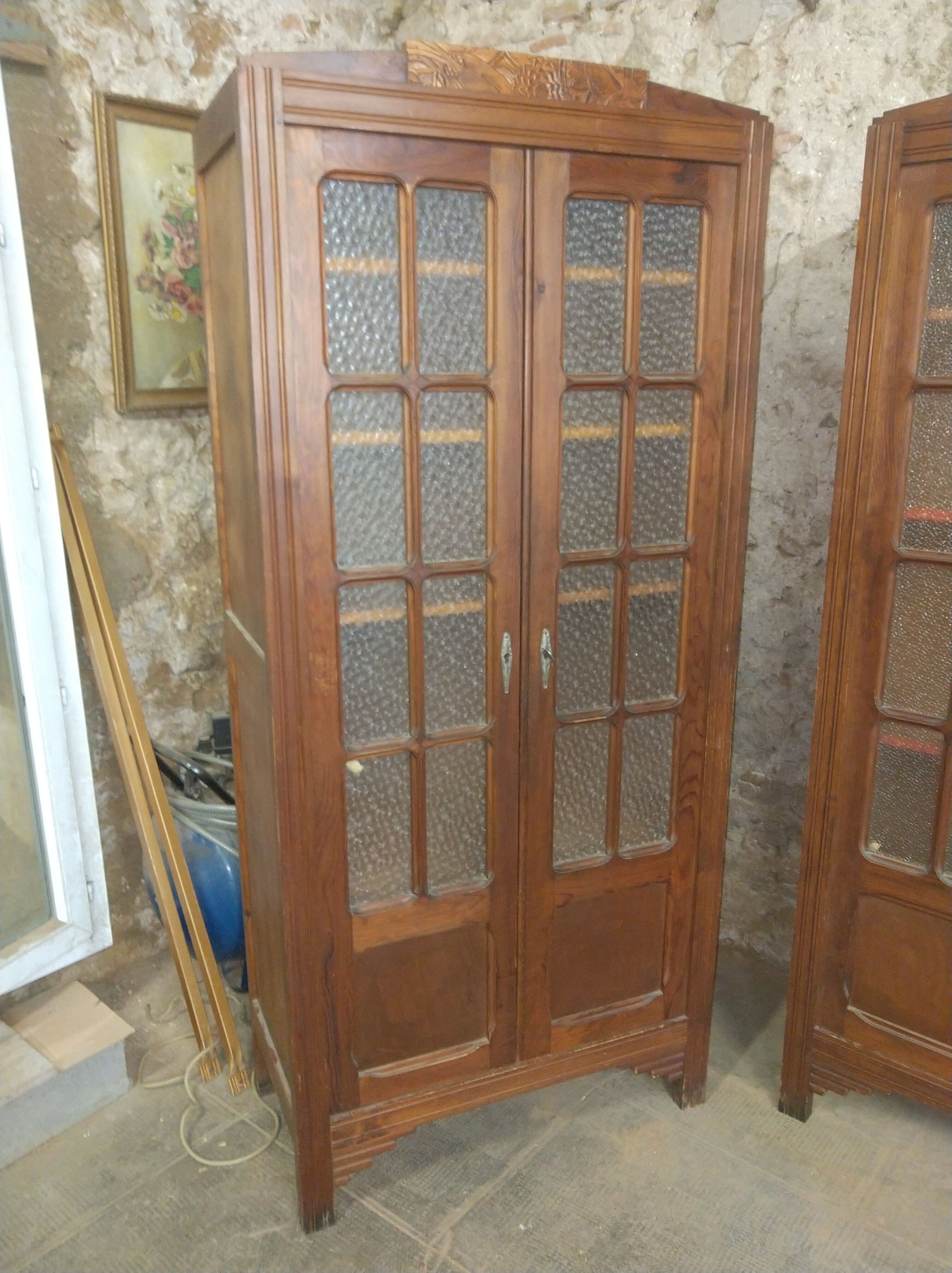 Pair of pine Parisian wardrobes circa 1935