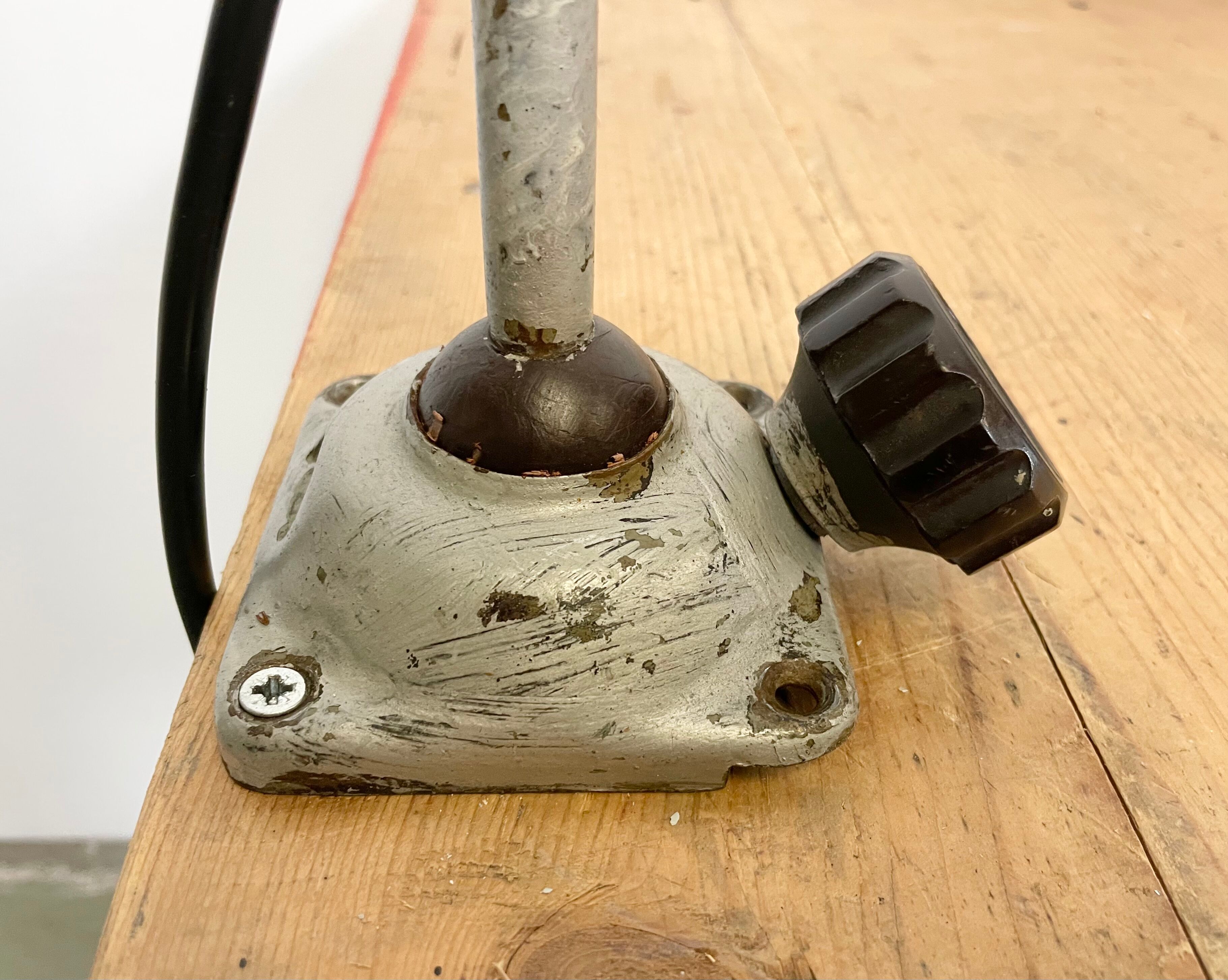 Grey industrial workshop table lamp, 1960s