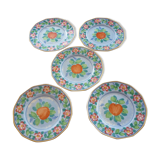 5 porcelain dessert plates from Limoges flowers