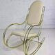 1960s rocking chair in brass and ecru imitation leather