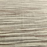 8x11 Brown Beige Minimalist Handmade Wool Kilim Rug, 226x350Cm