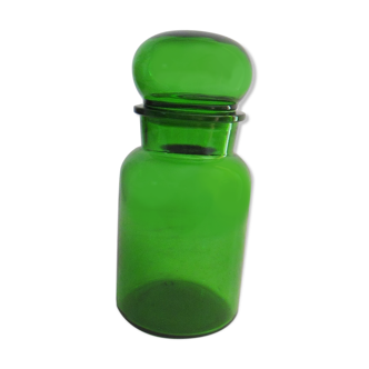 Bocal apothicaire en verre de couleur verte