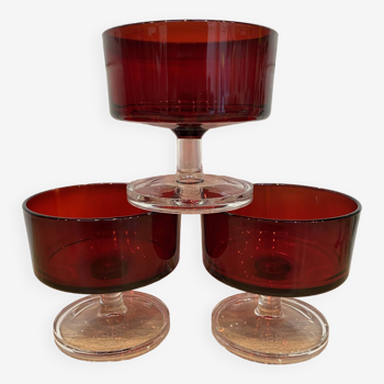 Set of 3 Luminarc Sweden Ruby Cups