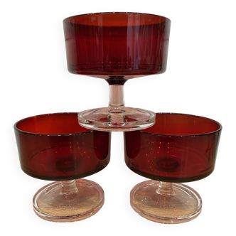 Set of 3 Luminarc Sweden Ruby Cups