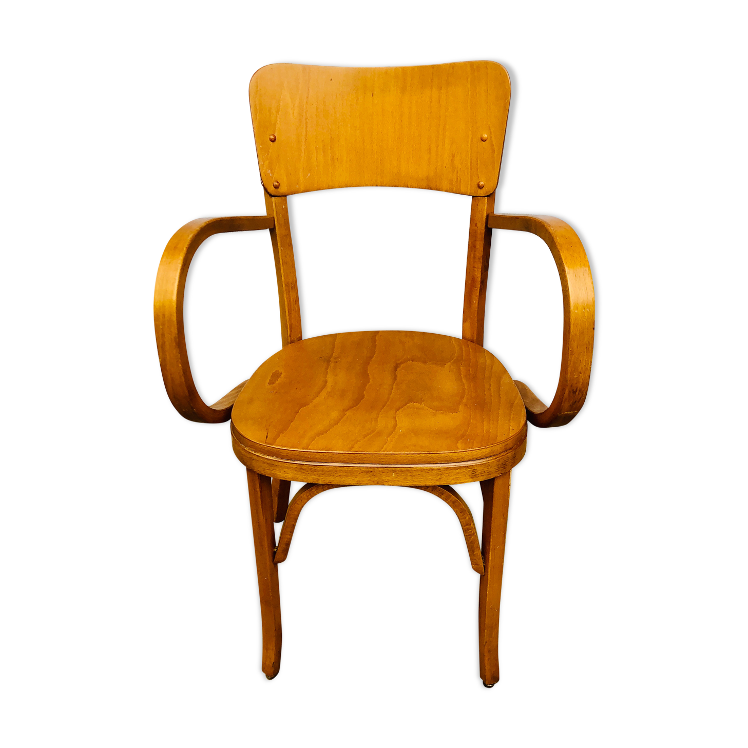 Baumann armchair curved wood armrests