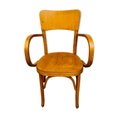 Fauteuil Baumann accoudoirs bois courbé