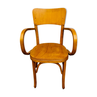 Fauteuil Baumann accoudoirs bois courbé