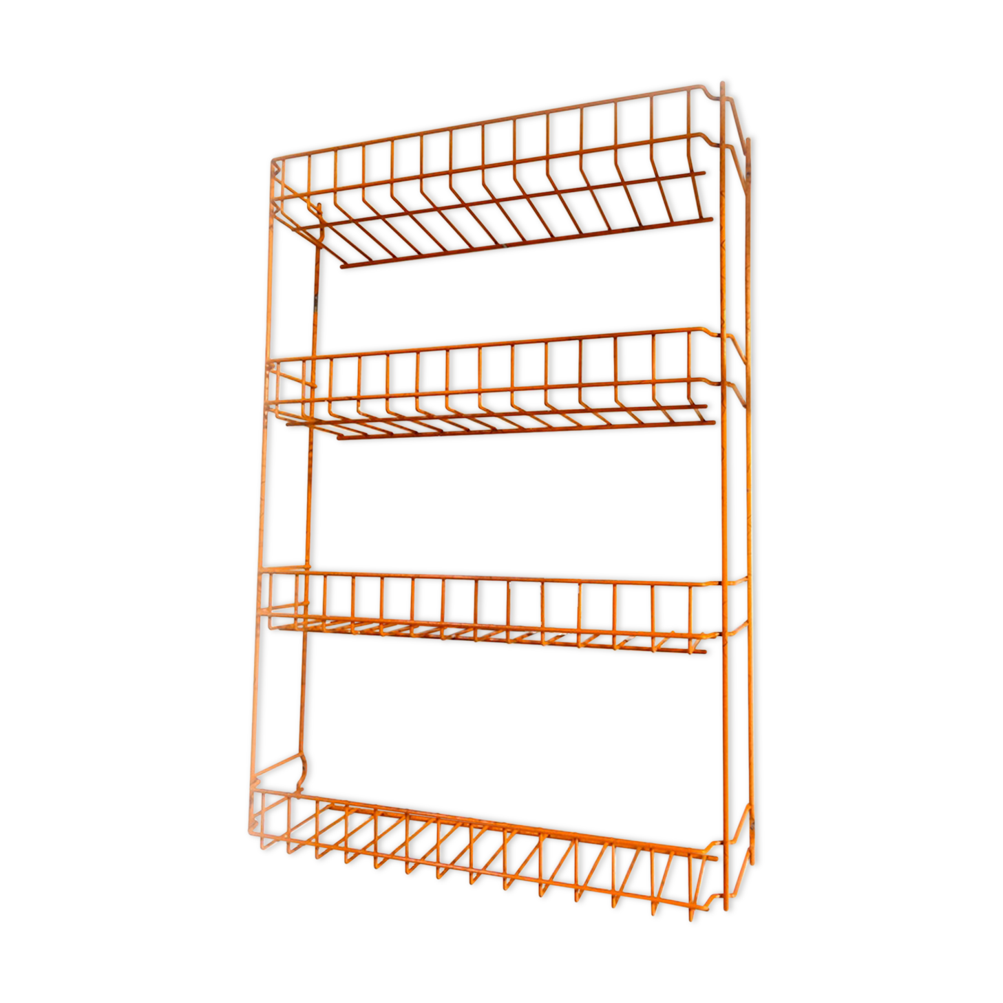 Orange industrial wall shelf