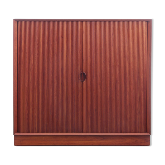 Small Scandinavian sideboard in solid teak with curtain doors Model 301