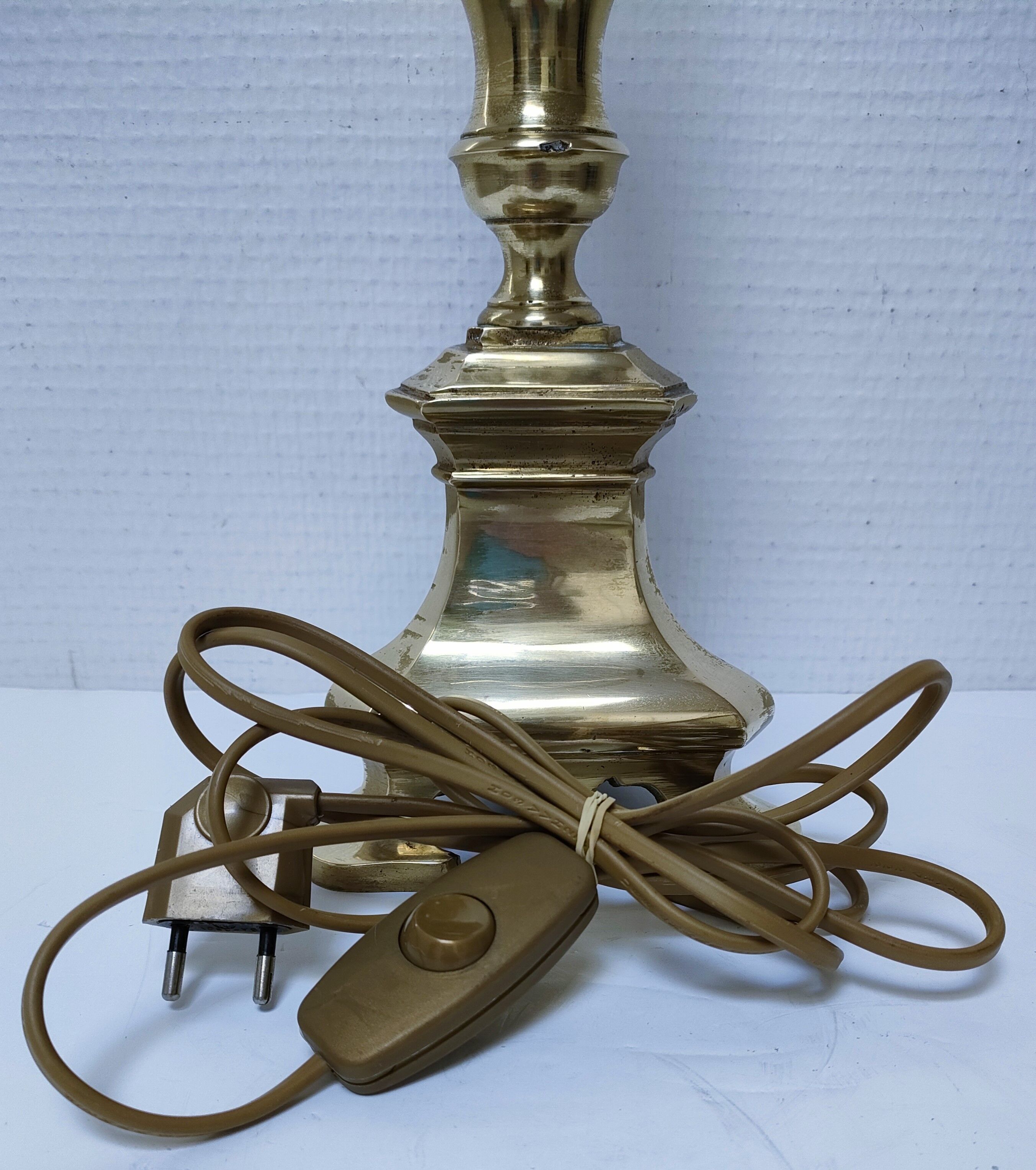 Pied de lampe bronze doré tripode hauteur 50 cm