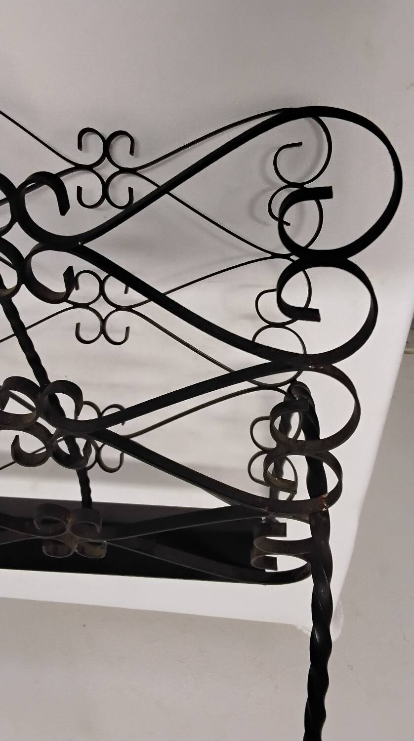 Wrought iron magazine rack signed CHATY Vallauris