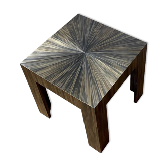 Straw marquetry end table
