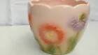 Barbotine earthenware planter with poppy flower decor