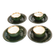 Tasses à café de bistrot vertes Helvetia et 4 sous-tasses Pillivuyt