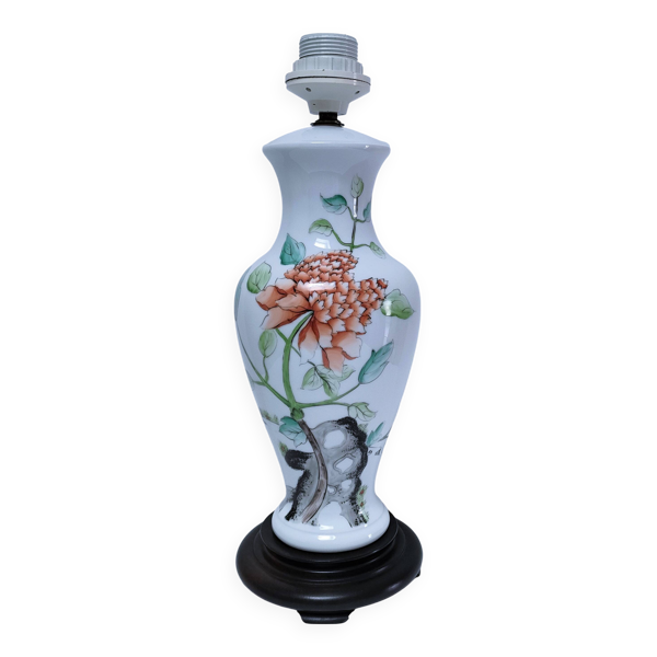 pied de lampe décor pivoine vintage