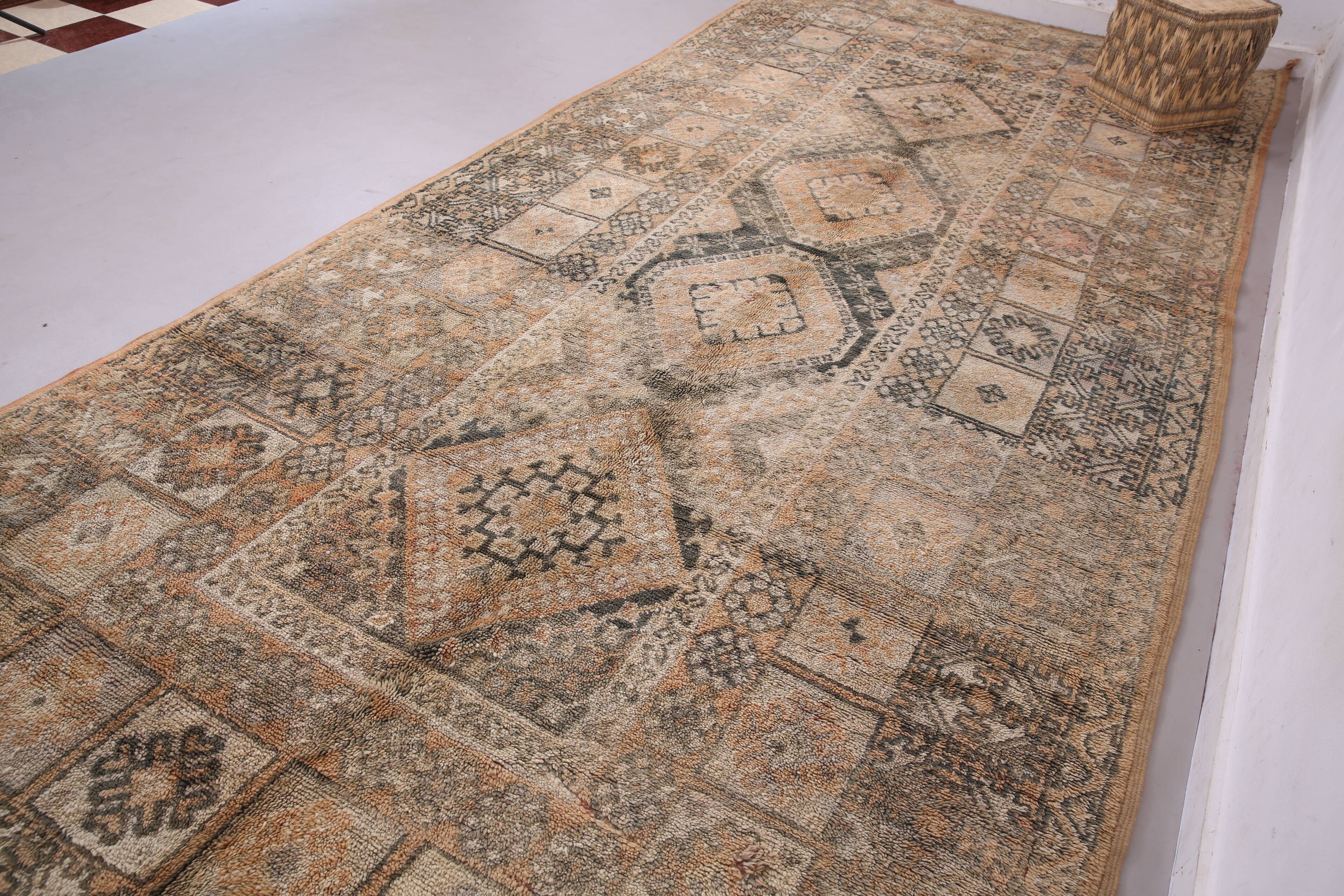 Extra Large Vintage Moroccan Rug  217 x 487 - Berber wool Boho Rug Handmade