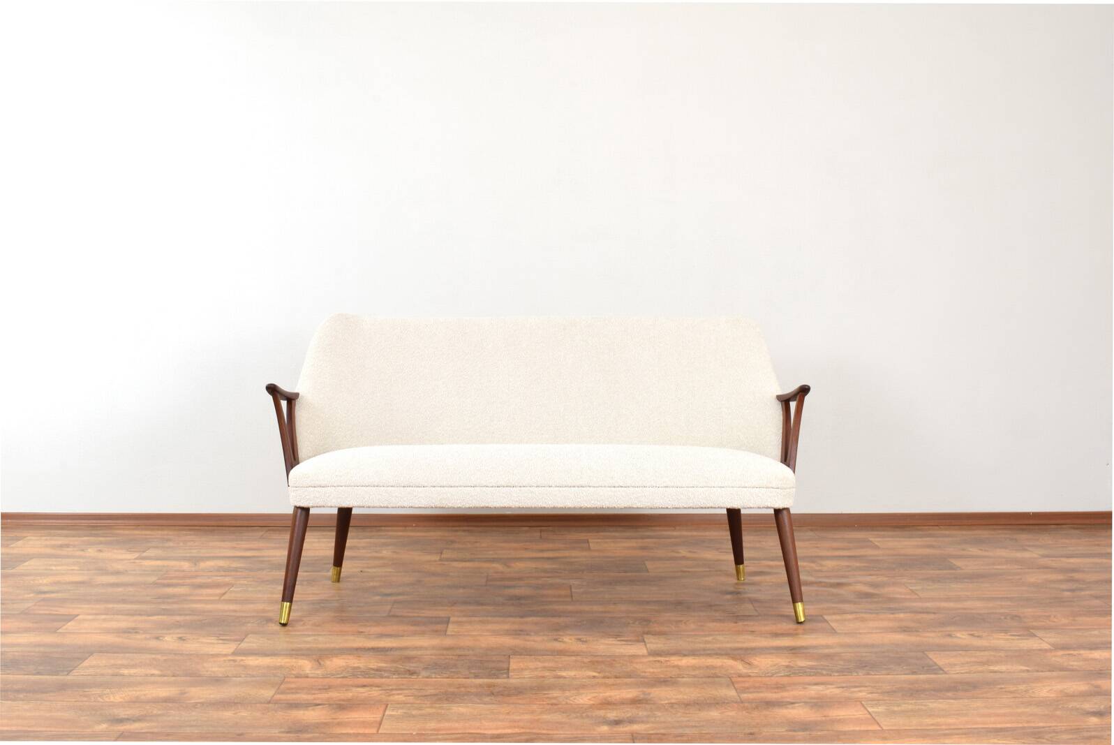 Mid-Century Norwegian Teak & Boucle Sofa, 1960s.