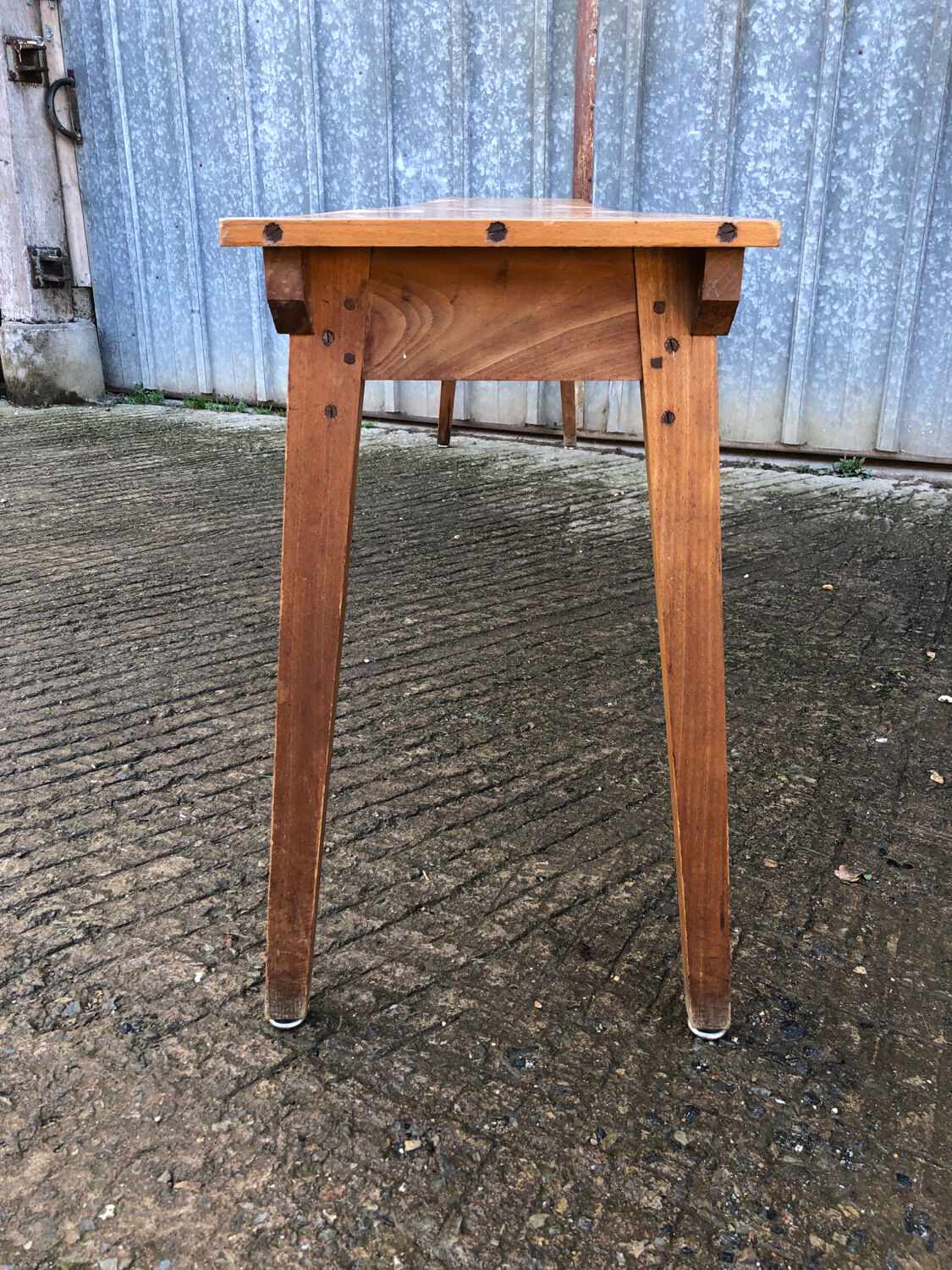 Table console vintage en hêtre massif