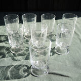 6 anciens verres à pied luminarc transparents h10 cm