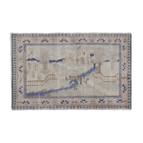 Shabby chic vintage turkish village pictorial rug 3'7'' x 5'4''