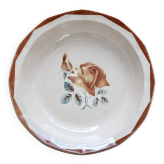 Old round hollow plate in Digoin Sarreguemines earthenware 9181