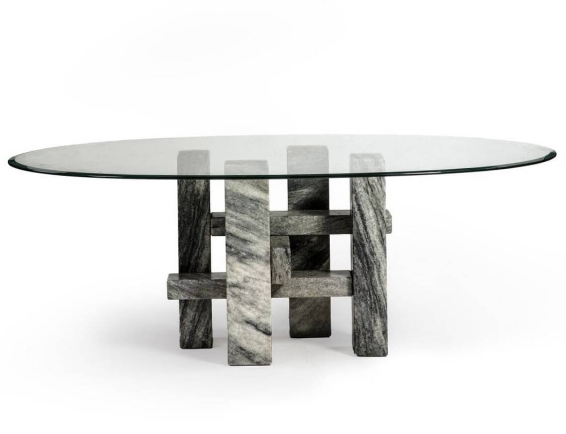Willy Ballez marble and glass table