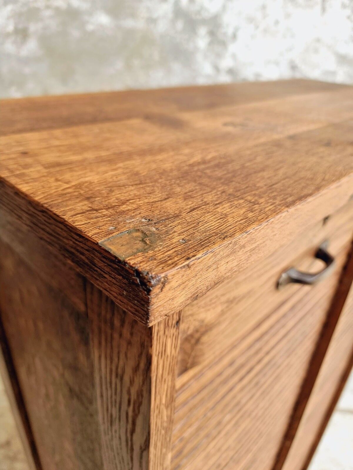 Antique roller shutter cabinet Paris oak wall cupboard
