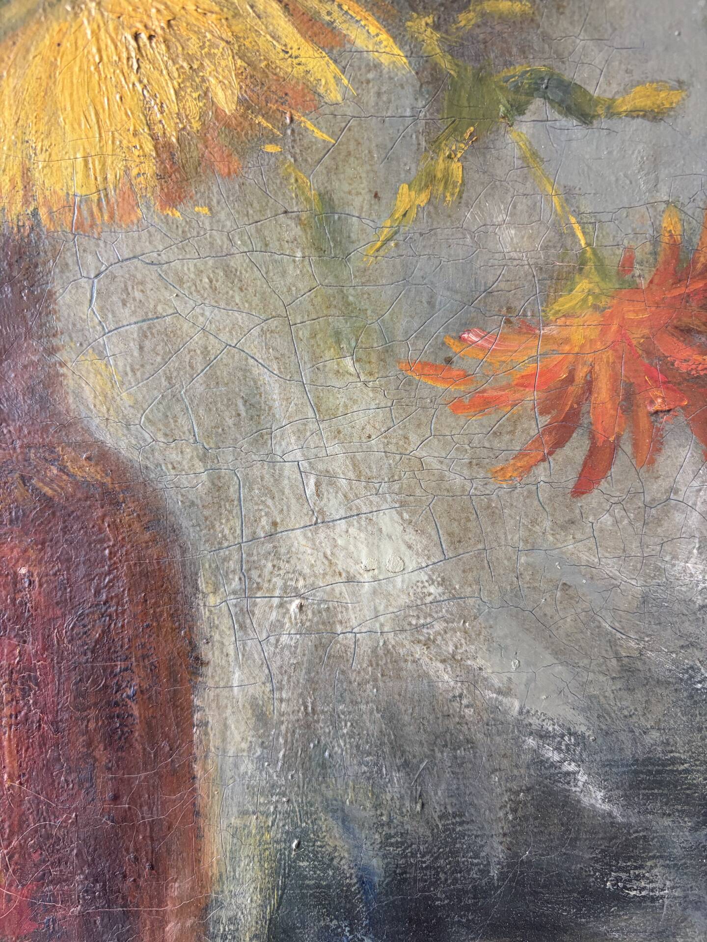 Oval bouquet, oil on canvas