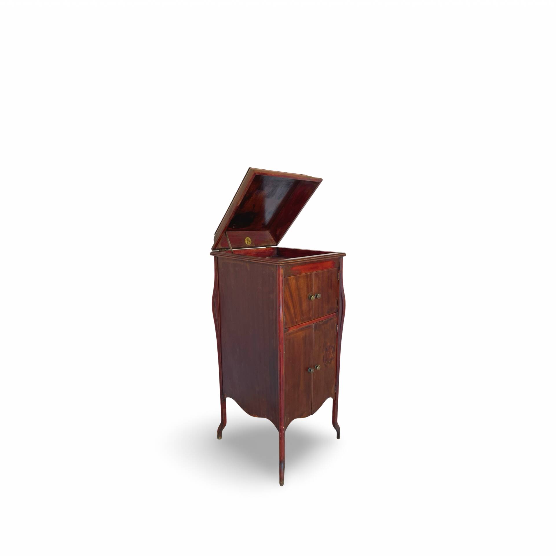 Italian floor-model upright phonograph cabinet, 1900s