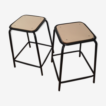 Pair of vintage metal and formica stools