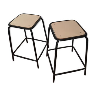 Pair of vintage metal and formica stools