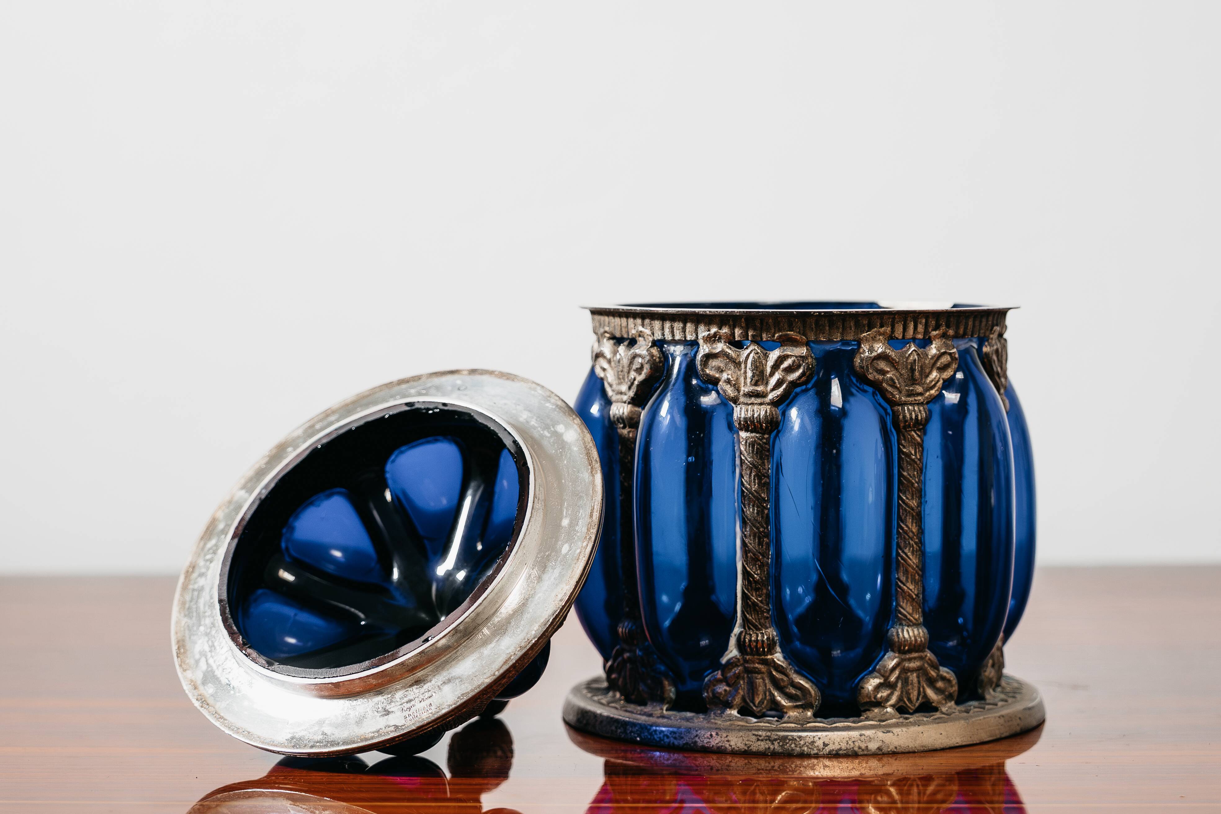 Centrotavola Large Royal Sheffield Collection Blue Service Jar 1950’s