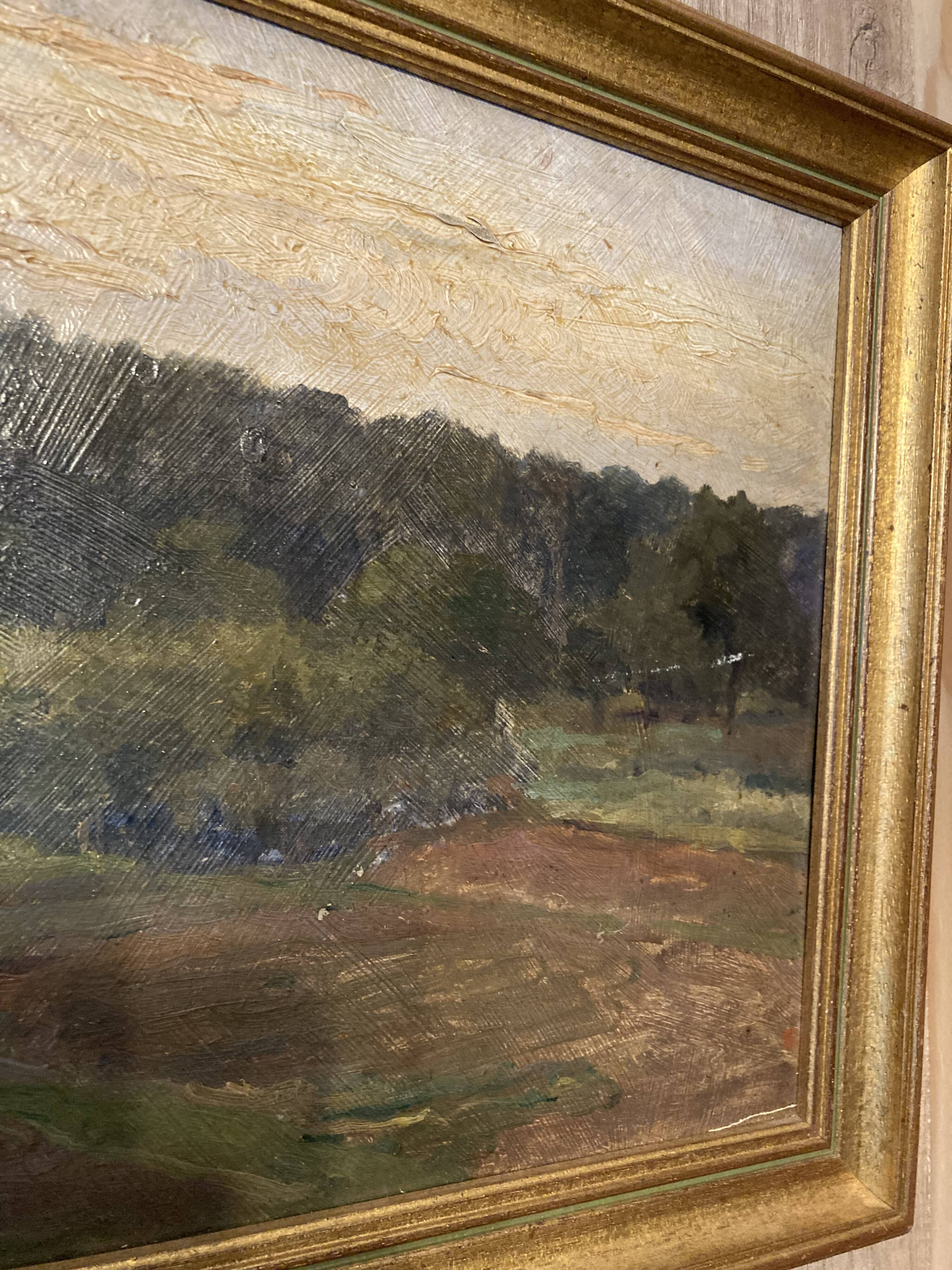 Landscape painting on wood