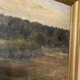 Landscape painting on wood