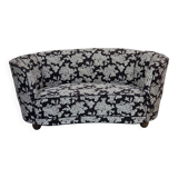 1960s, Danish 2-seater "Banan" sofa, black-white fabric, beech wood.