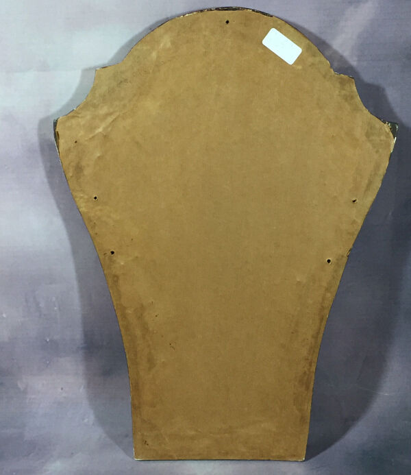 Miroir ancien en bois et stuc doré avec miroir biseauté
