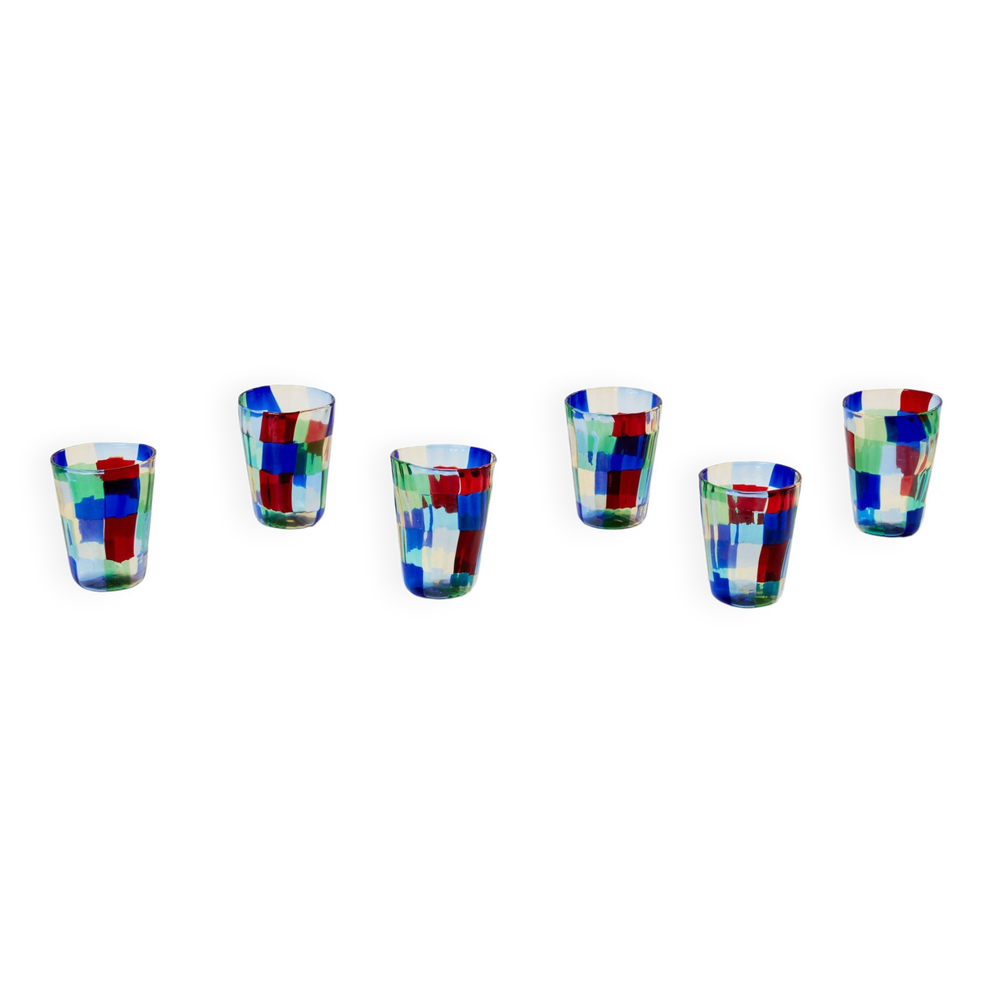 Set of 6 Italian Murano glass goblets circa 1980 murano