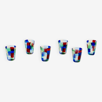 Set de 6 gobelets Italiens en verre de Murano vers 1980 murano