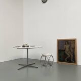 60s marble table with chrome cross base