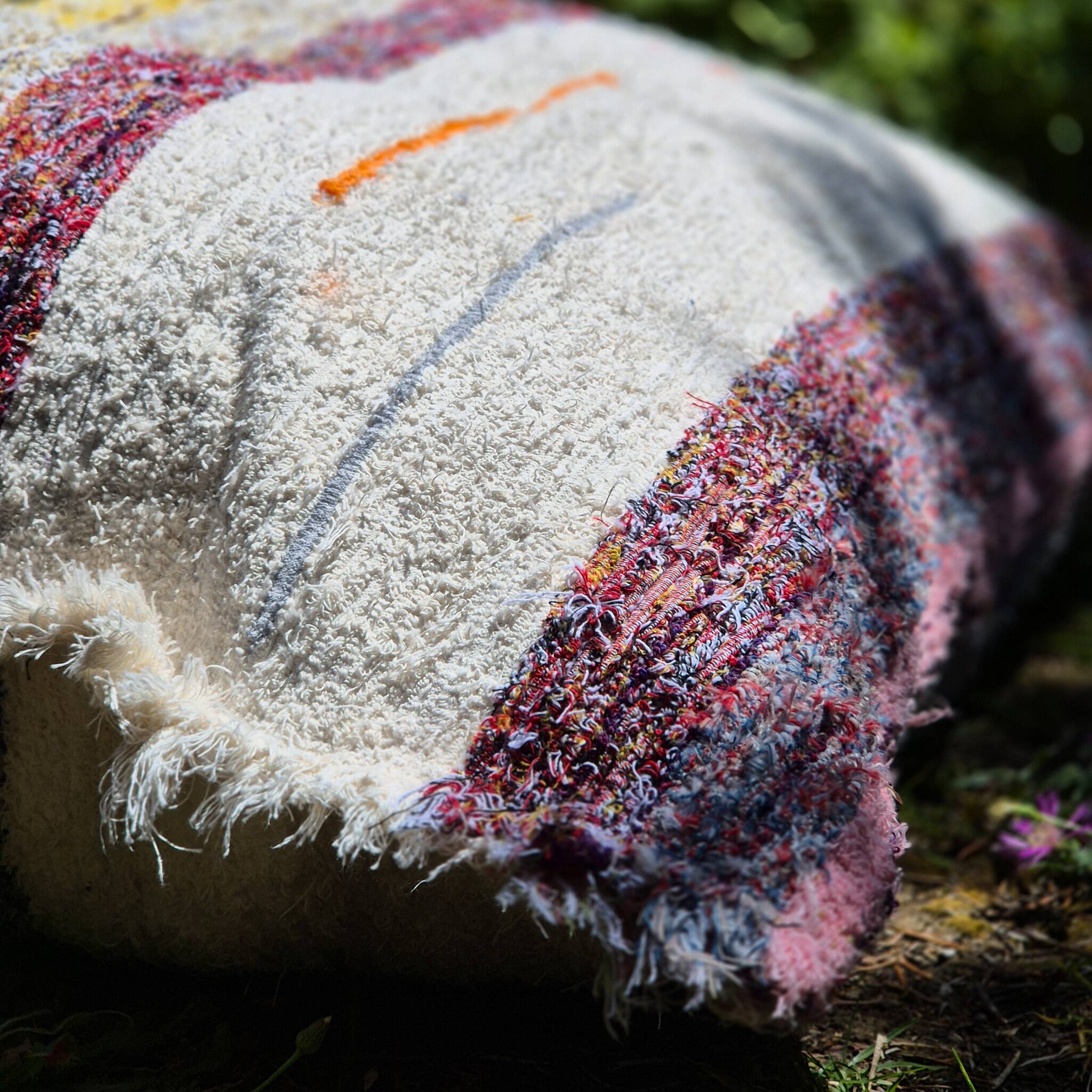 Housse de pouf artisanal - tissé main coton recyclé - 120 x 120